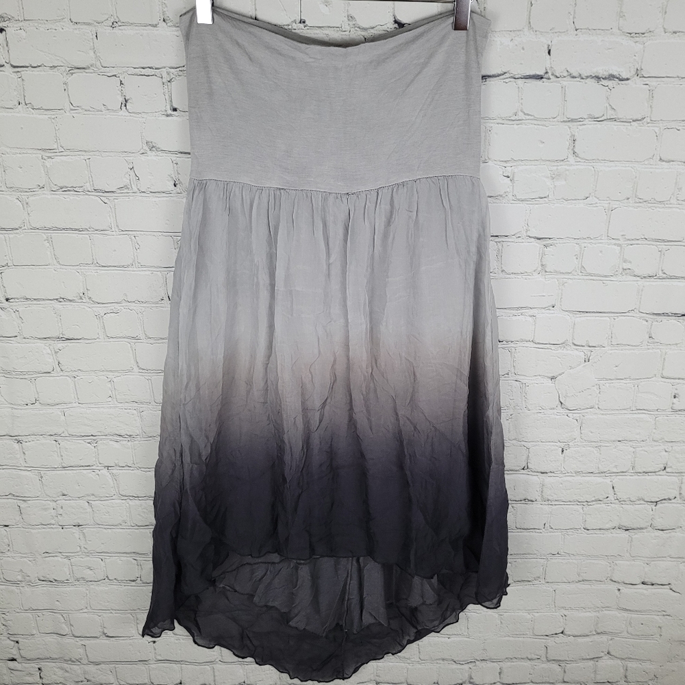 GIUSY | flowy lined high-low silk ombre skirt